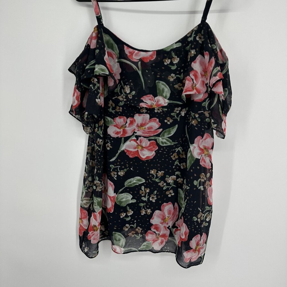 Cabi Women's Floral Blouse Cold Shoulder Size‎ Medium